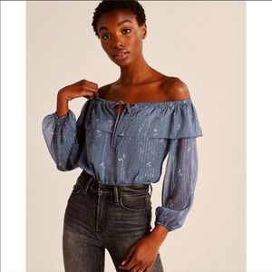 NWT Abercrombie Off-the-Shoulder Chiffon Bodysuit